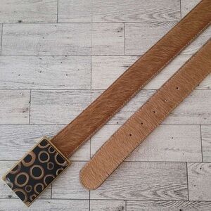 Women's Western Brown Leather Hair On Hide Rodeo Cowhide Cowboy Belt Size 30